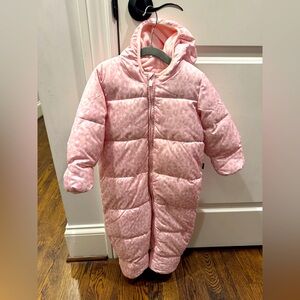 Pink leopard Baby Gap, 18-24 month, snow suit with fleece lining